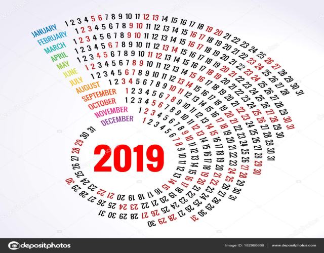 Calendario 2019 para imprimir