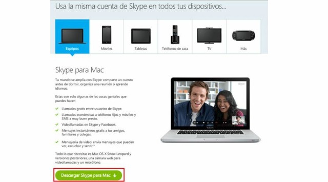 instalar Skype para Mac