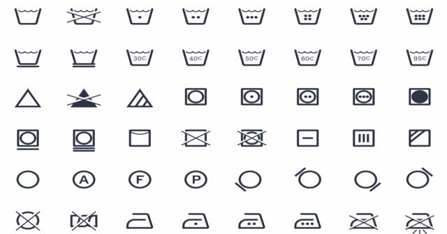 los símbolos de la lavadora