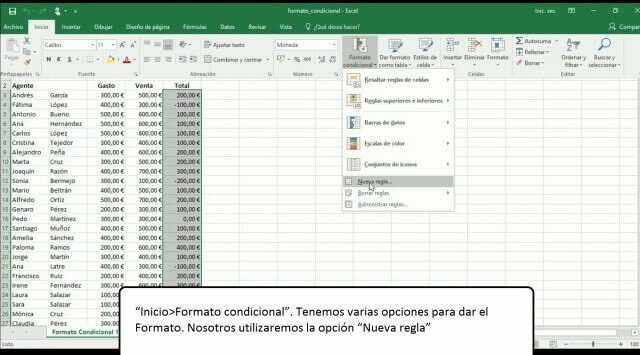 formato condicional de Excel