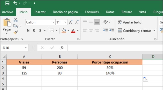 porcentaje en Excel