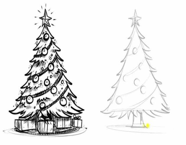 Cómo dibujar un árbol de navidad: Fácil paso a paso
