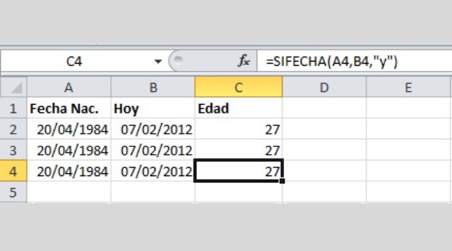 calcular la edad en Excel